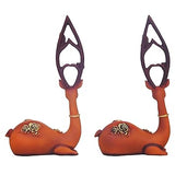 Load image into Gallery viewer, JaipurCrafts Premium Lucky Reindeer Showpiece for Home and Office Decor (Set of 2 Deer Figurines, 11 inches, Orange)