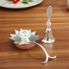 गैलरी व्यूवर में इमेज लोड करें, Webelkart Premium Silver-Plated Lotus Diya with Bell Gift Set in Premium Velvet Box | Decorative Pooja Accessories for Home Temple, Housewarming, Wedding &amp; Festive Gifting Diwali Gift Item Pooja Bell