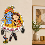 Load image into Gallery viewer, Webelkart Premium Radha Krishna Wooden Key Holder for Wall | Decorative Key Stand with Hooks | MDF Wall Mounted Key Hanger for Home Entrance Decor,Key Hanger for Office Decor (11" Inches)