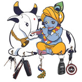 Load image into Gallery viewer, JaipurCrafts Premium Cow with Krishna Wooden Key Holder for Home/Office Decor/Key Hanger for Wall Decor,Decorative Item for Home