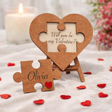 Load image into Gallery viewer, Webelkart Personalized Wooden Heart Puzzle, Valentine Gift, Custom Name Jigsaw Plaque with Stand, 15.24 x 15.24 cm, Wood