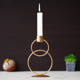 Load image into Gallery viewer, JaipurCrafts Premium Decorative Rings Candle stick holder for home and dining table decoration (6.5 inches, Gold)