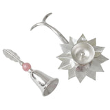 Load image into Gallery viewer, Webelkart Premium Silver-Plated Lotus Diya with Bell Gift Set in Premium Velvet Box | Decorative Pooja Accessories for Home Temple, Housewarming, Wedding &amp; Festive Gifting Diwali Gift Item Pooja Bell