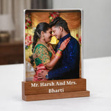 Load image into Gallery viewer, Webelkart Acrylic Customized Photo, Text Plaque | Personalized Photo Frame with Wooden Stand | Gift for friend, partner, parents, Rectangular, Tabletop, 8 x 6 inches