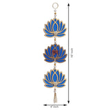 गैलरी व्यूवर में इमेज लोड करें, JaipurCrafts Blue Lotus Flower with Shubh Labh Wall Hanging for Diwali Decoration| Wall Decor |Temple Decor Wall Hanging Home and Office Decor (Wood Set of 2) 16&quot; Inches