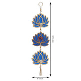 Load image into Gallery viewer, JaipurCrafts Blue Lotus Flower with Shubh Labh Wall Hanging for Diwali Decoration| Wall Decor |Temple Decor Wall Hanging Home and Office Decor (Wood Set of 2) 16" Inches