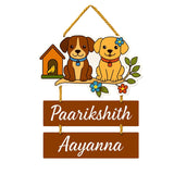 गैलरी व्यूवर में इमेज लोड करें, Webelkart Premium Cute Puppy Designer Wooden Wall Hanging, Name Plate For Home Entrance outdoor, Hanging House Name Plate, Home Decor