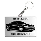 Load image into Gallery viewer, Webelkart Customized Car Design Number Plate With Name Keychain, Wooden KeyChain with Vehicle Silhouette (3x3 Inches)