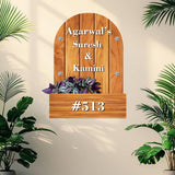 Load image into Gallery viewer, Webelkart Premium Customised Rustic Wooden Name Board with Planter Bracket, Personalised Name Plate for Home Entrance Outdoor, 38 x 28 cm