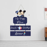 Load image into Gallery viewer, Webelkart Antique Wooden Mickey Mouse Theme Family Wooden Wall Hanging, Name Plate For Home Entrance outdoor, Hanging House Name Plate (16 x10" Inches)