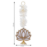 Load image into Gallery viewer, JaipurCrafts Premium Yellow Lotus with White Gajra Flower Wall Hanging |Lotus Back Drop Hanging | Wall Decor |Temple Decor Wall Hanging Home and Diwali Decorations (White,Gold)