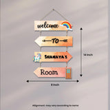 गैलरी व्यूवर में इमेज लोड करें, Webelkart Personalized Wooden Name Hanging Sign for Kids Room, Unicorn &amp; Rainbow Theme, Custom Welcome Door Name Plate, 16 x 8 inches