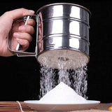 Load image into Gallery viewer, JaipurCrafts Stainless Steel Flour Sifter with Handle | Manual Hand Press Atta Maida Channi | Fine Mesh Baking Sieve for Kitchen |Stainless Steel Flour Sifter with Measurement Markings,Atta Chalni