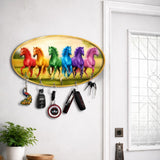 Load image into Gallery viewer, Webelkart Decorative Wooden Seven Horse Key Holder for Home Decor,Wall Mounted Key Organizer, Key Chain Holder,Key Hanger for Living Room (11 x 6 Inches)