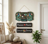 Load image into Gallery viewer, Webelkart Premium Customized Wooden Name Plate for Home Entrance - Personalized "Welcome to Our Sweet Home" Hanging Decor with Peacock Design - Ideal Housewarming Gift for Couples and Families - 18 X 11 INCHES