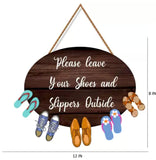Load image into Gallery viewer, Webelkart Premium Wooden Please Leave Your Shoes and Slippers Outside Wall Hanging For Office Decor,Door Wall Hanging