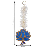 Load image into Gallery viewer, JaipurCrafts Premium Yellow Lotus with White Gajra Flower Wall Hanging |Lotus Back Drop Hanging | Wall Decor |Temple Decor Wall Hanging Home and Diwali Decorations (Blue)