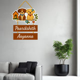 गैलरी व्यूवर में इमेज लोड करें, Webelkart Premium Cute Puppy Designer Wooden Wall Hanging, Name Plate For Home Entrance outdoor, Hanging House Name Plate, Home Decor