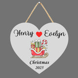 Load image into Gallery viewer, Webelkart Premium Heart Designer Wooden Customised Christmas Wall Hanging Name Plate For Home Entrance outdoor,Wooden Hanging House Name Plate - Home Decor Item (10&quot; inches) Customised Hanging