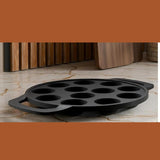 Load image into Gallery viewer, Webelkart Premium Cast Iron Paniyaram Pan | 7 Cavity Appe Paddu Maker | Pre-Seasoned Heavy Duty Cookware with Dual Handles Cast Iron Appe Pan,Black, Non-Stick Cookware, (8" Inches)