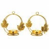 Load image into Gallery viewer, Webelkart Premium Gold Leaf Tealight Candle Holder Set of 2 | Decorative Metal Candle Stand with Leaf Design | Tabletop Home Decor for Living Room, Bedroom, Diwali, Wedding &amp; Festive Decoration