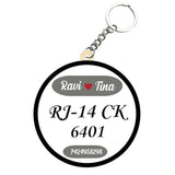 Load image into Gallery viewer, Webelkart Beautiful Round Customized Bike Number And Name Keychain for Bikes and Cars, Black/White Wood, Personalized Printed Gift, Long Size, (2 x 2 Inches)