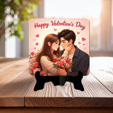 गैलरी व्यूवर में इमेज लोड करें, Webelkart Beautiful Happy Valentine's Day Decorative Table Stand with Love Quote, Romantic Gift for Girlfriend/Boyfriend/Husband/Wife, (7" Inches)