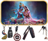 Load image into Gallery viewer, Webelkart Premium Radha Krishna Wall Mounted Key Holder for Home Decor with,Decorative Printed Key Chain Holder for Office Decor (10" Inches)