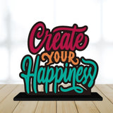 Load image into Gallery viewer, JaipurCrafts Wooden Create Your Happiness Motivational Quotes Table Decoration for Office Desk | Home Decor Item | Living Room | Modern Art Wood Showpiece Gift Items