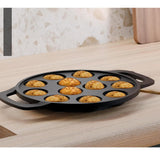 Load image into Gallery viewer, Webelkart Premium Cast Iron Paniyaram Pan | 12 Cavity Appe Paddu Maker | Pre-Seasoned Heavy Duty Cookware with Dual Handles Cast Iron Appe Pan,Black, Non-Stick Cookware, Round Shape, (12" Inches)
