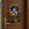 Load image into Gallery viewer, Webelkart Krishna Key Holder for Home/Office Decor | 3D UV Printed Wooden Key Hanger Decorative Key Chain Holder, Diwali Gift Item,Home Decor Gift Item(10 x 10 Inches)