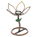Load image into Gallery viewer, Webelkart Premium Handcrafted Metal Flower Tealight Candle Holder for Diwali Decor– Antique Copper Finish Lotus Design Table Décor for Home, Living Room &amp; Festive Decoration (9" Inches)