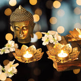 Load image into Gallery viewer, Webelkart Lotus Shape Decorative Tealight Candle Holder for Diwali Decoratoin| Diya for Diwali Gifting Items (4.72" Inches Set of 2) Candle Holder for Home Decor, Dinner Candle Holder