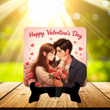 गैलरी व्यूवर में इमेज लोड करें, Webelkart Beautiful Happy Valentine's Day Decorative Table Stand with Love Quote, Romantic Gift for Girlfriend/Boyfriend/Husband/Wife, (7" Inches)