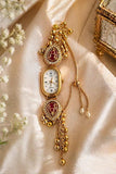 Load image into Gallery viewer, Webelkart Antique Kashmiri Watch for Women, Gold-Plated Bracelet Watch for Women with Red Stone &amp; Ghungroo | Ethnic Analog Quartz Wrist Watch | Bridal &amp; Wear Jewelry Watch