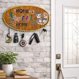 Load image into Gallery viewer, Webelkart Premium Wooden Home Sweet Home Key Holder for Wall Decor | 3D UV Printed Key Hanger | Wall Key Hanger for Home Entrance, Living Room Home Decor Item (11" Inches)