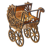 गैलरी व्यूवर में इमेज लोड करें, JaipurCrafts Mini Stroller, Baby Stroller, Doll Stroller Laser Cut Showpiece Home and Office Decor Handmade Wooden Gift for Kids