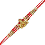 Load image into Gallery viewer, Webelkart Antique Ganesha Designer Rakhi for Brother With Fridge Magnet For Home Gift for Bhaiya Bhabhi, Raksha Bandhan Combo Pack, Rakhi for Brother/Sister Greeting Card And Roli Chawal