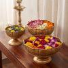 Load image into Gallery viewer, Webelkart Premium Lotus Taj Bowl Urli Candle Stand with Floating Diya,Iron &amp; Gold Diya Vase Set for Wedding, Party, Home/Diwali Decoration Gold Finish Decorative Flower Bowl, Set of 3