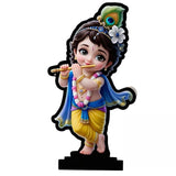 Load image into Gallery viewer, Webelkart Premium Little Krishna Playing Bansuri Idol Figurine with Traditional Dress Table Stand for Home and Office Decor (4 x 6 inches)