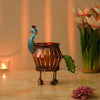 गैलरी व्यूवर में इमेज लोड करें, Webelkart Premium Metal Peacock Candle Holder for Home | Handcrafted Decorative Tealight Holder with Peacock Showpiece &amp; Stand | Indoor Outdoor Holder for Office Diwali Item (8.5" Inches)