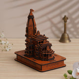 Load image into Gallery viewer, JaipurCrafts Premium Jai Shree Ram Mandir Ayodhya Model Wooden Key Holder for Home and Office Decor/Keychain Holder for Home - Orange,Gold - 8 inches