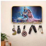 Load image into Gallery viewer, Webelkart Premium Radha Krishna Wall Mounted Key Holder for Home Decor with,Decorative Printed Key Chain Holder for Office Decor (10" Inches)