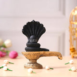 Load image into Gallery viewer, Webelkart Premium Shivling with Sheshnag Showpiece for Pooja &amp; Gift, Shiva Statue Idol, Mahadev Murti, Lord Shankara for Home Decor (Shiva with Sheshnag)