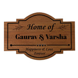 गैलरी व्यूवर में इमेज लोड करें, Webelkart Wooden Customised Name Plate For Home Decor - 15 x 7 inches, Wood Color, Door plates | Home Entrance Outdoor Name Plate