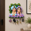 Load image into Gallery viewer, Webelkart Premium Cute Radha Krishna Key Holder for Home/Office Decor | 3D UV Printed Wooden Key Hanger Decorative Key Chain Holder (10 x 10 Inches (Multi)
