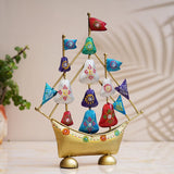 गैलरी व्यूवर में इमेज लोड करें, JaipurCrafts Premium Painted Metal Boat with Flags Vastu Showpiece | Ship Showpiece Home and Office Decor (15&quot; Inches Multicolor)