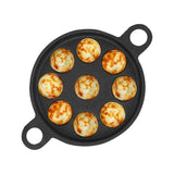 Load image into Gallery viewer, Webelkart Premium Cast Iron Paniyaram Pan | 9 Cavity Appe Paddu Maker | Pre-Seasoned Heavy Duty Cookware with Dual Handles Cast Iron Appe Pan,Black, Non-Stick Cookware, Round Shape, (12" Inches)