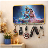 Load image into Gallery viewer, Webelkart Premium Radha Krishna Wall Mounted Key Holder for Home Decor with,Decorative Printed Key Chain Holder for Office Decor (10" Inches)
