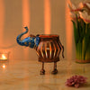 गैलरी व्यूवर में इमेज लोड करें, Webelkart Premium Elephant Designer Candle Holder for Home | Handcrafted Decorative Tealight Holder with Elephant Showpiece &amp; Stand Tealight Candle Holder, Hand-Painted (8" in)